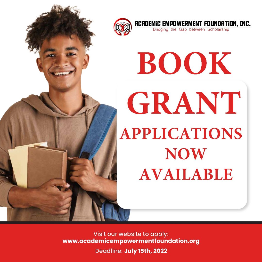 THE AEF BOOK GRANT APPLICATION  IS NOW OPENLink is in our Bio The Academic Empowerment Foundation  is excited to announce that we are accepting grant applications! ⁠  Eligibility — This scholarship is for graduating high school students and returning college students, in the Washington Metropolitan area, that will be attending an accredited 2 or 4 year college or university in the Fall of 2022. ⁠ Criteria — A completed grant application package MUST be submitted by July 15th, 2022 for full consideration.Go to our site to get more information!#bookgrants #highschoolgraduates #_aefoundation #Classof2022 #DMVHSgrads #BookScholarship